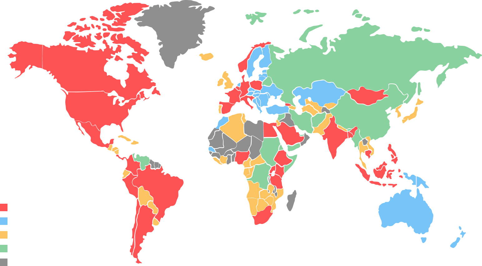 World Map showing where data is collected